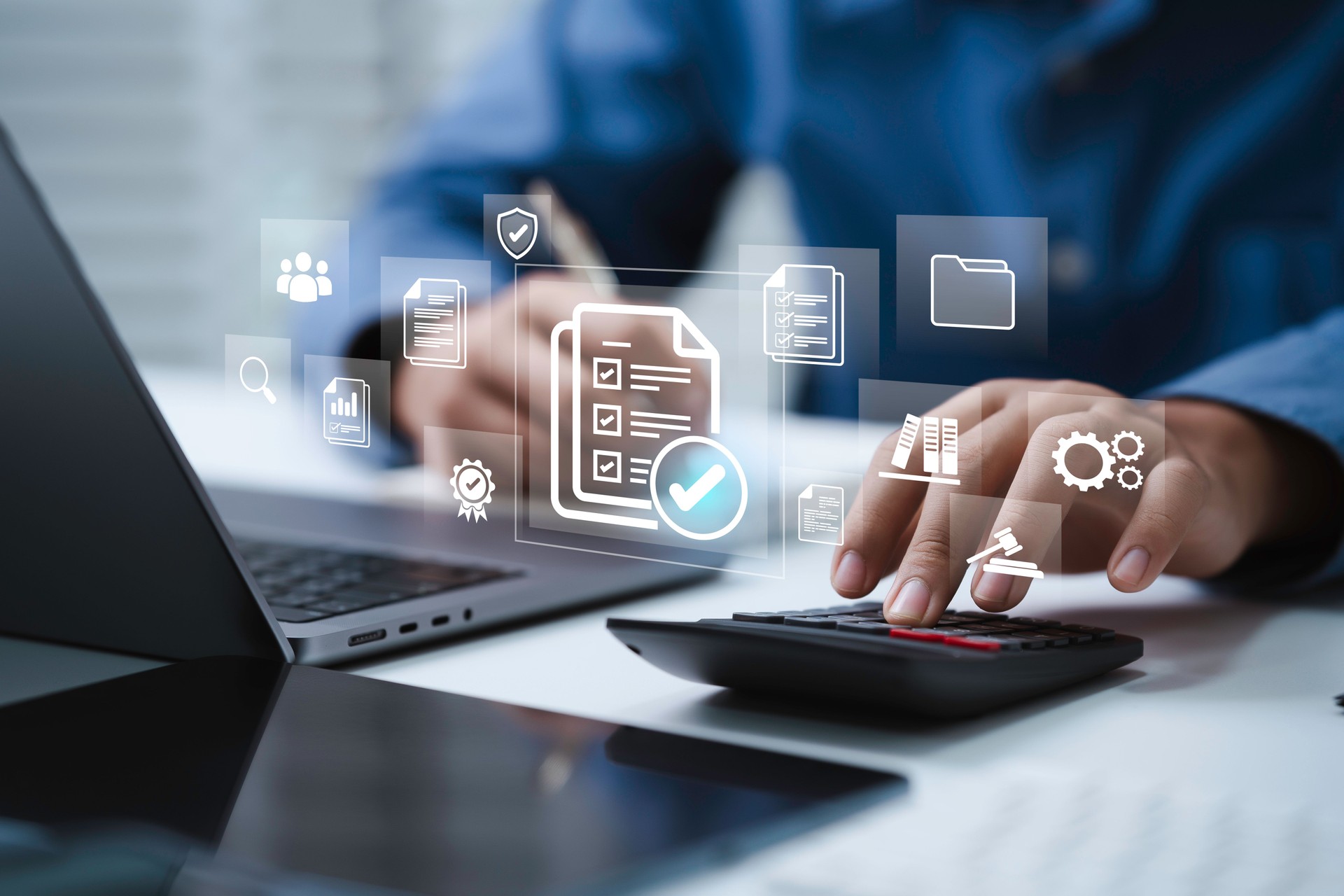 Audit business and Compliance rules and law regulation policy concept. Account Document Checklist to quality control and financial management system. Compliance with internal organization regulation